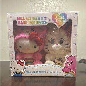 Hello Kitty and Care Bears Plush Set - Pink and White